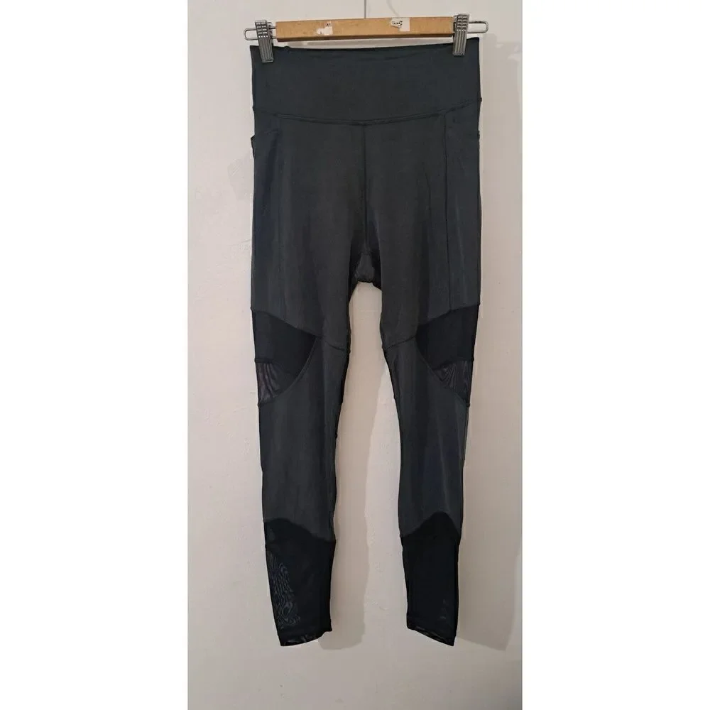 Lululemon Women Size 6 HI Rise WUNDER UNDER leggings Phone Side Pockets Mesh